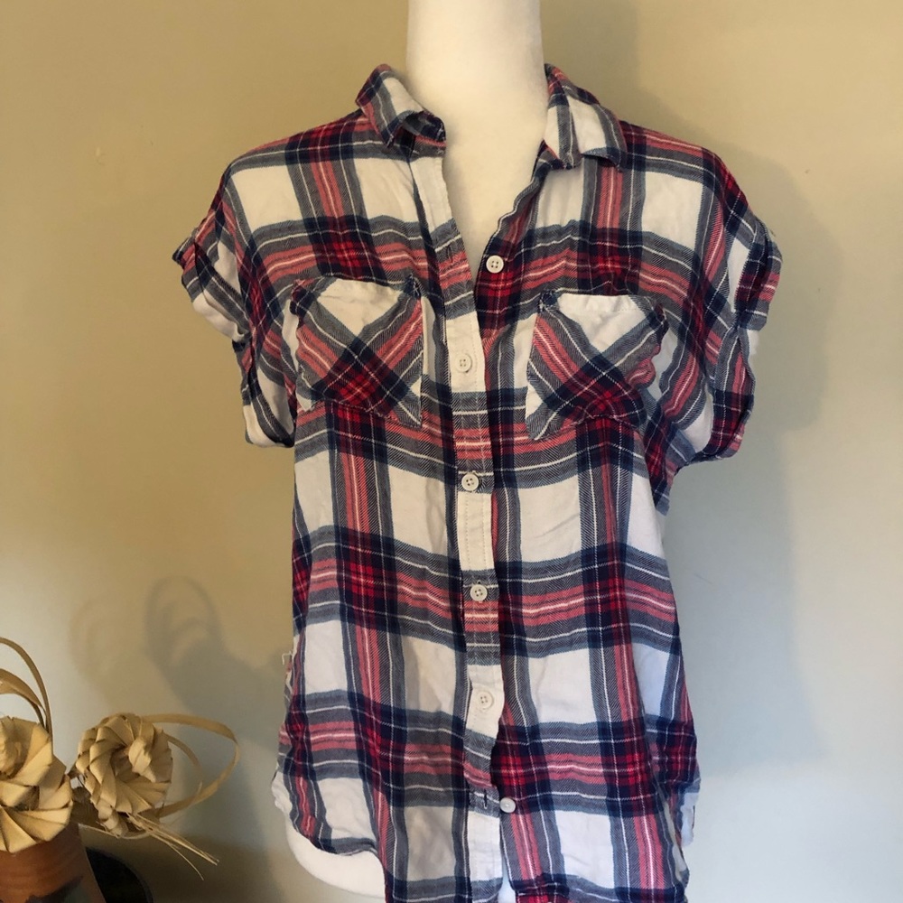 Beach Lunch Lounge Plaid Tank Size Small